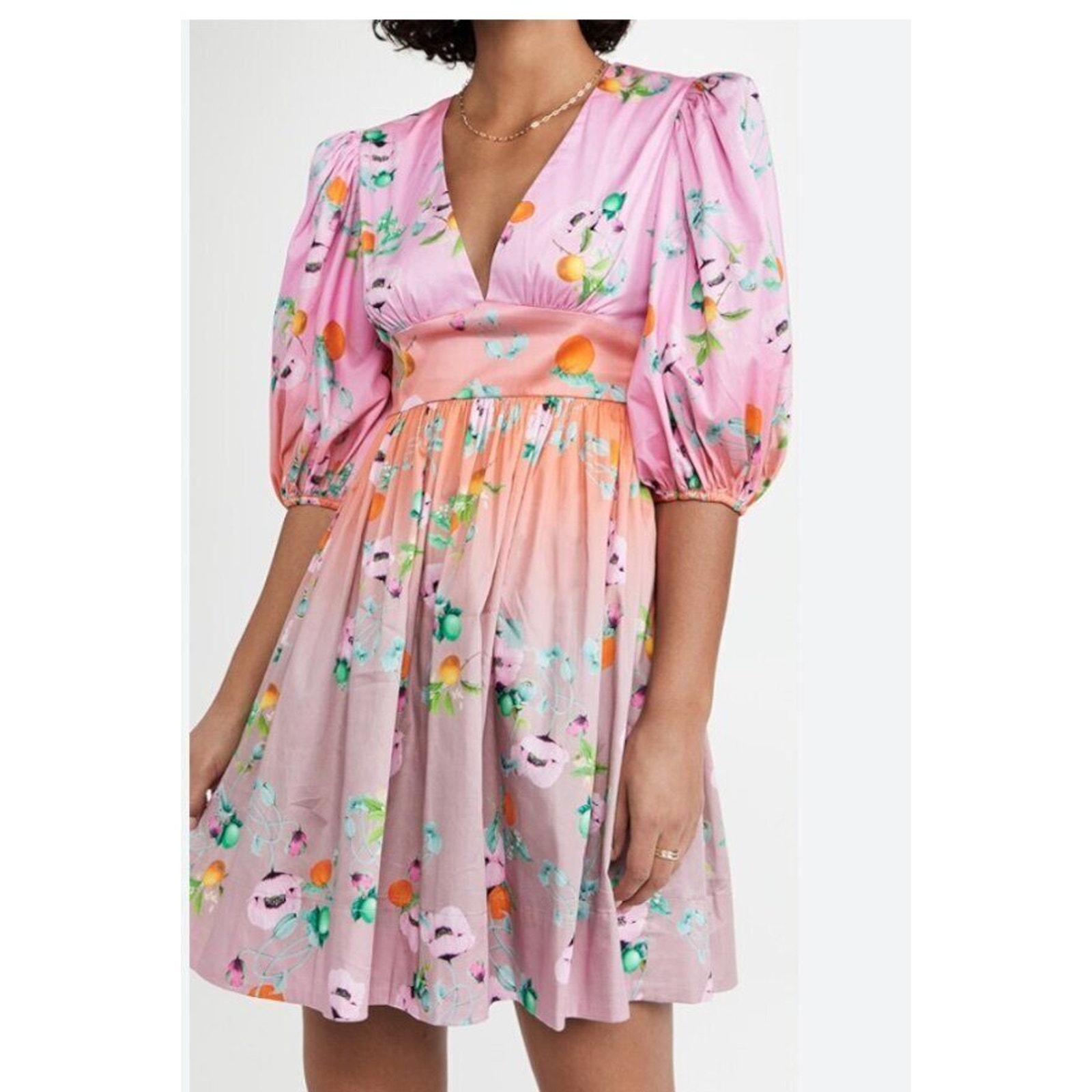 Cynthia Rowley Sz 10 Ombre Floral Mini Dress Orange Multi Nwt 445.00